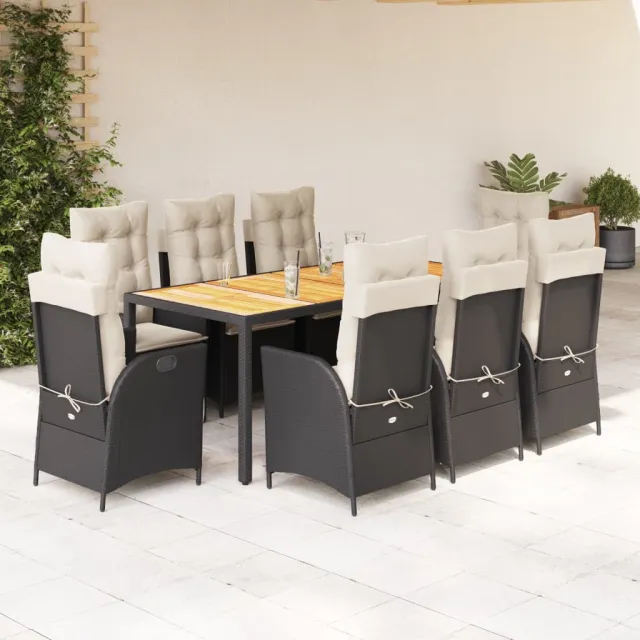 vidaXL 9-delige Tuinset poly rattan zwart, foto 2