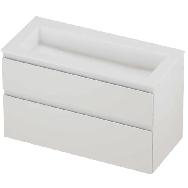 Proline Aristo Badmeubelset Polystone Elegant Zonder Kraangat 100x46x62 cm Glans Wit Glans Wit