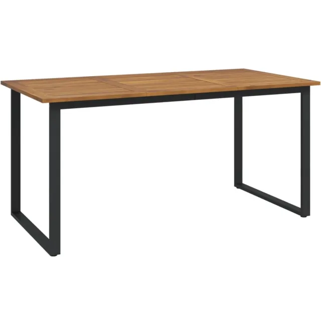 vidaXL Tuintafel - met - U-vormige - poten - 160x80x75 - cm - massief - acaciahout Zwart