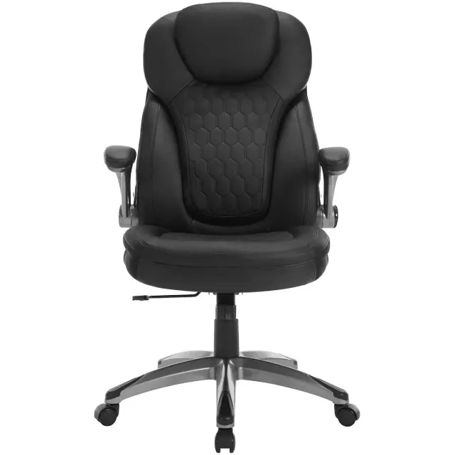 Klarven Kantoorstoel Zwart - Ergonomisch, Verstelbare Zithoogte 50-59,5 cm, Ademend Mesh, Inklapbare Armleuningen - Draagvermogen 150 kg - B 67,5 x D 73 x H 110,5-120 cm