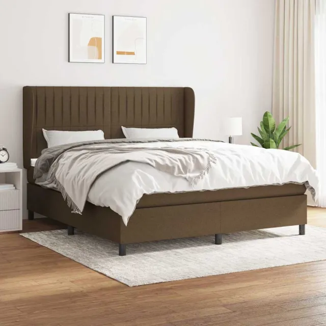 vidaXL Boxspring met matras stof donkerbruin 180x200 cm bruin