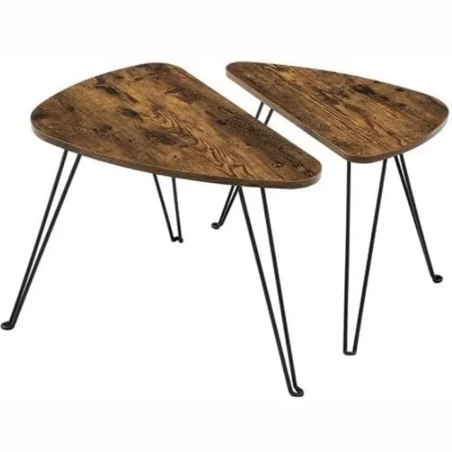 MAZAZU Mira Home Bijzettafels Bijzettafels Rustiek bruin + zwart Spaanplat + staal 52 x 31,5 x 42,5 cm