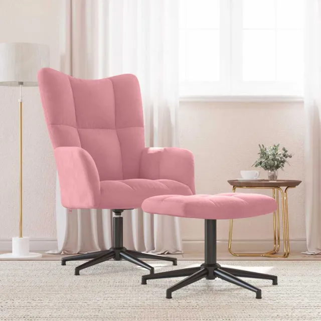 vidaXL Relaxstoel met voetenbank fluweel roze
