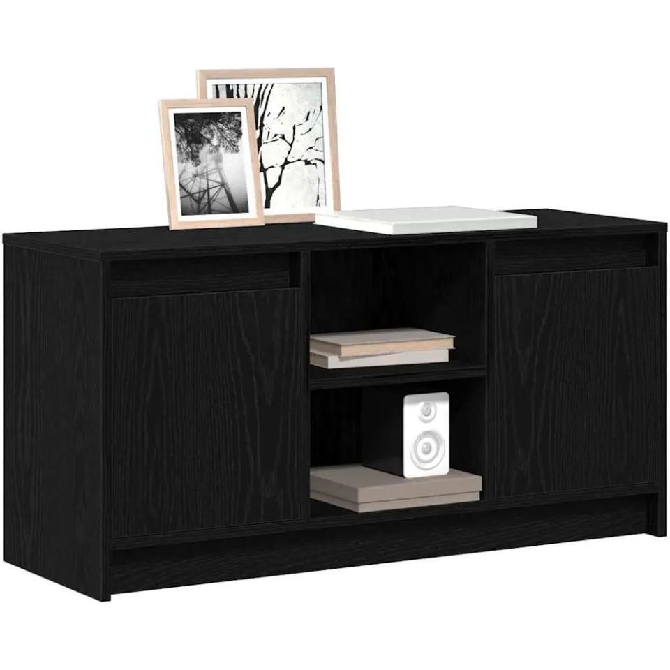vidaXL TV Eenheden 100 x 34 x 50 cm Zwart Bewerkt hout