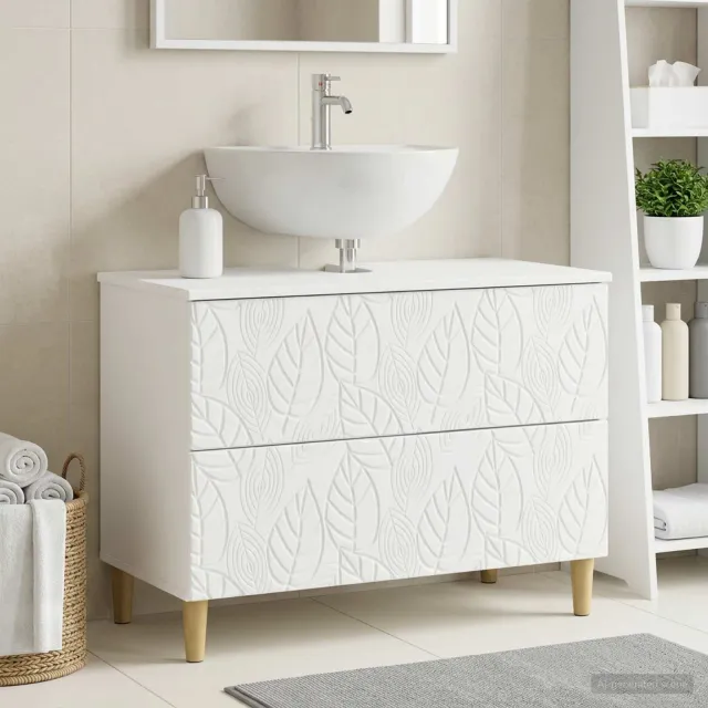vidaXL Badkamer wastafelkast DELFT Wit 82 x 41 x 59 cm Bewerkt hout, foto 2