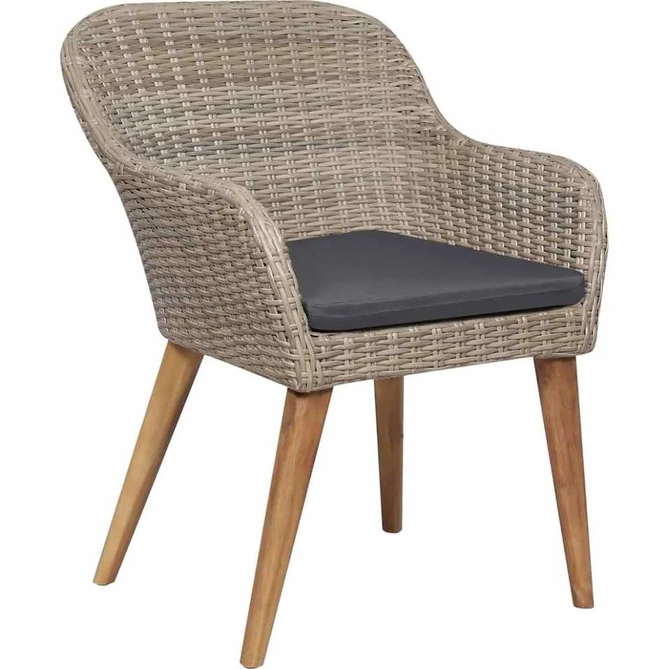 vidaXL 9-delige Tuinset met kussens poly rattan zwart, foto 3