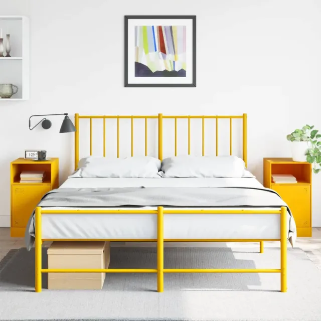 vidaXL Nachtkastjes 2 st 34,5x39x62 cm staal mosterdgeel, foto 2