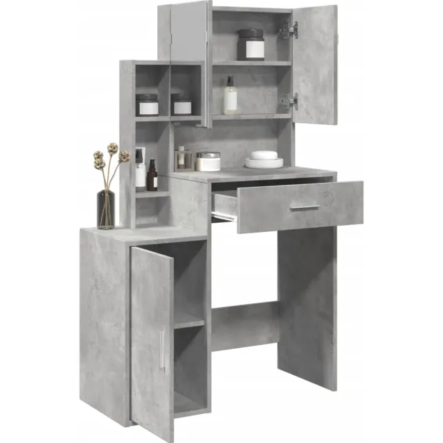 vidaXL Kaptafel met kastje 80x35x132 cm betongrijs