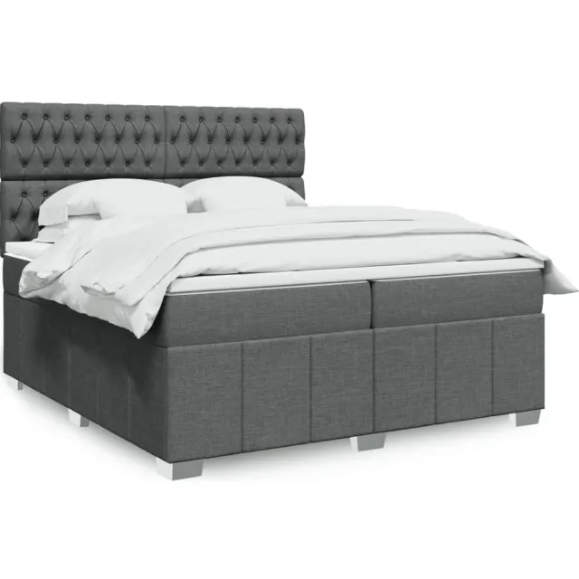 vidaXL Boxspring met matras stof donkergrijs 200x200 cm grijs