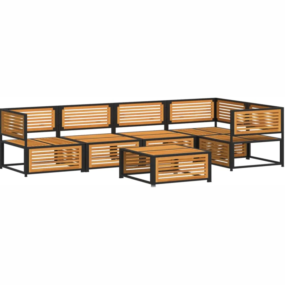 vidaXL 6-delige Loungeset met kussens massief acaciahout Bruin