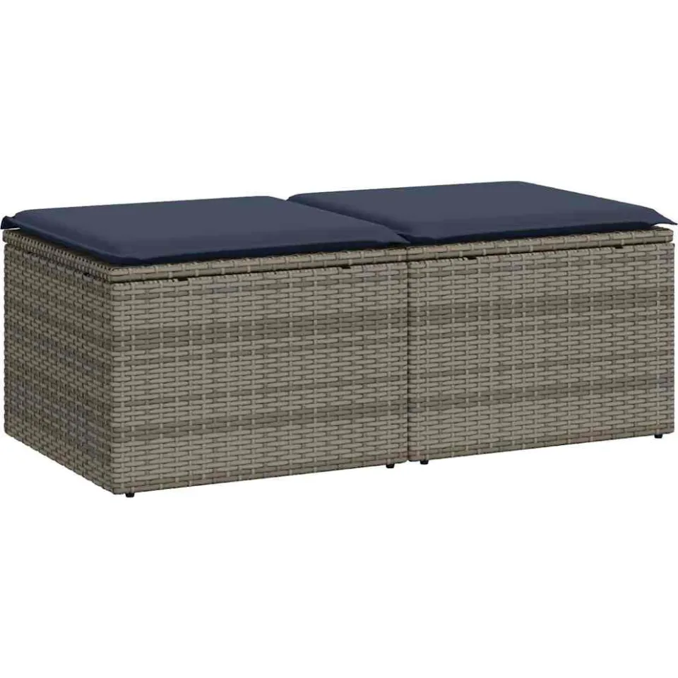 vidaXL 2-delige Loungeset met kussens poly rattan acacia grijs