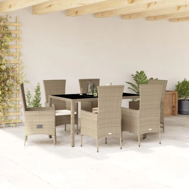 vidaXL 7-delige Tuinset met kussens poly rattan beige, foto 2