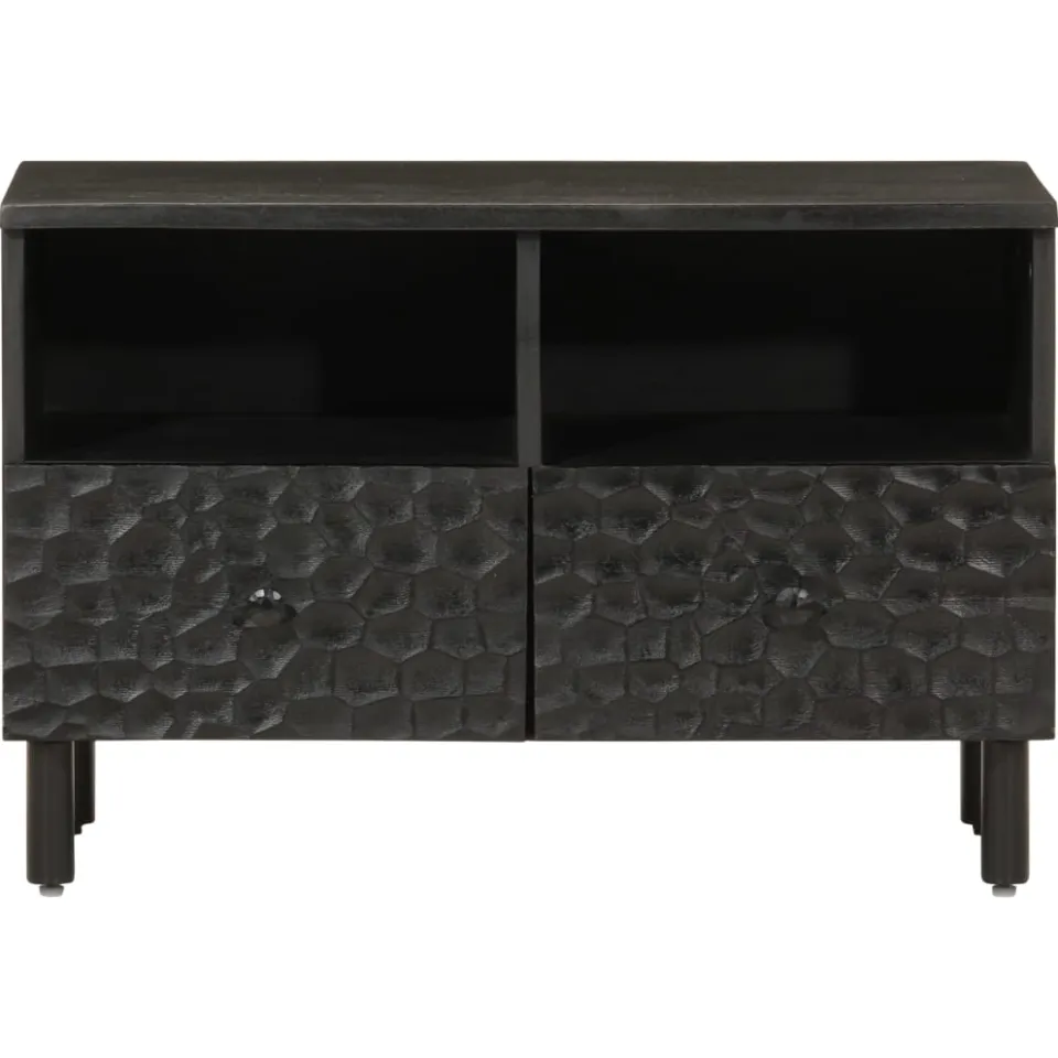 vidaXL Tv-meubel 70x33x46 cm massief mangohout zwart, foto 3