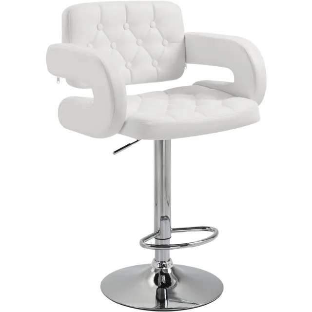 Homcom barkruk - synthetische coating - 61x50x114cm - wit