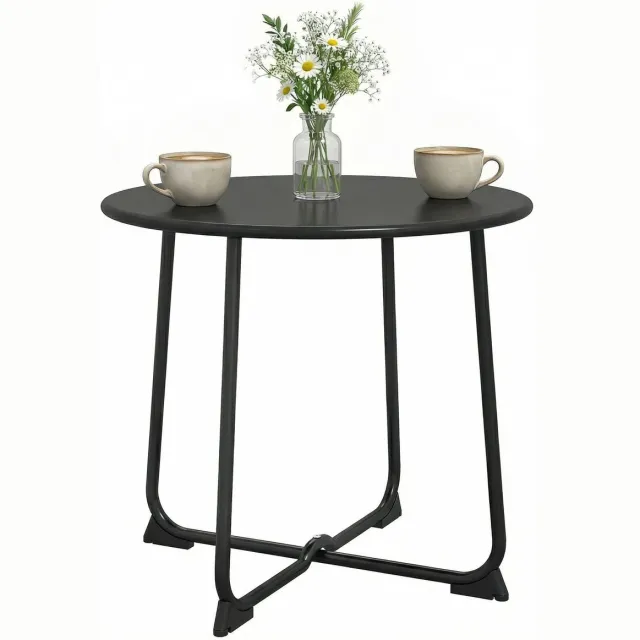 Outsunny Outdoor Salontafel-Metaal-50L x 50B x 45,5H cm-Zwart
