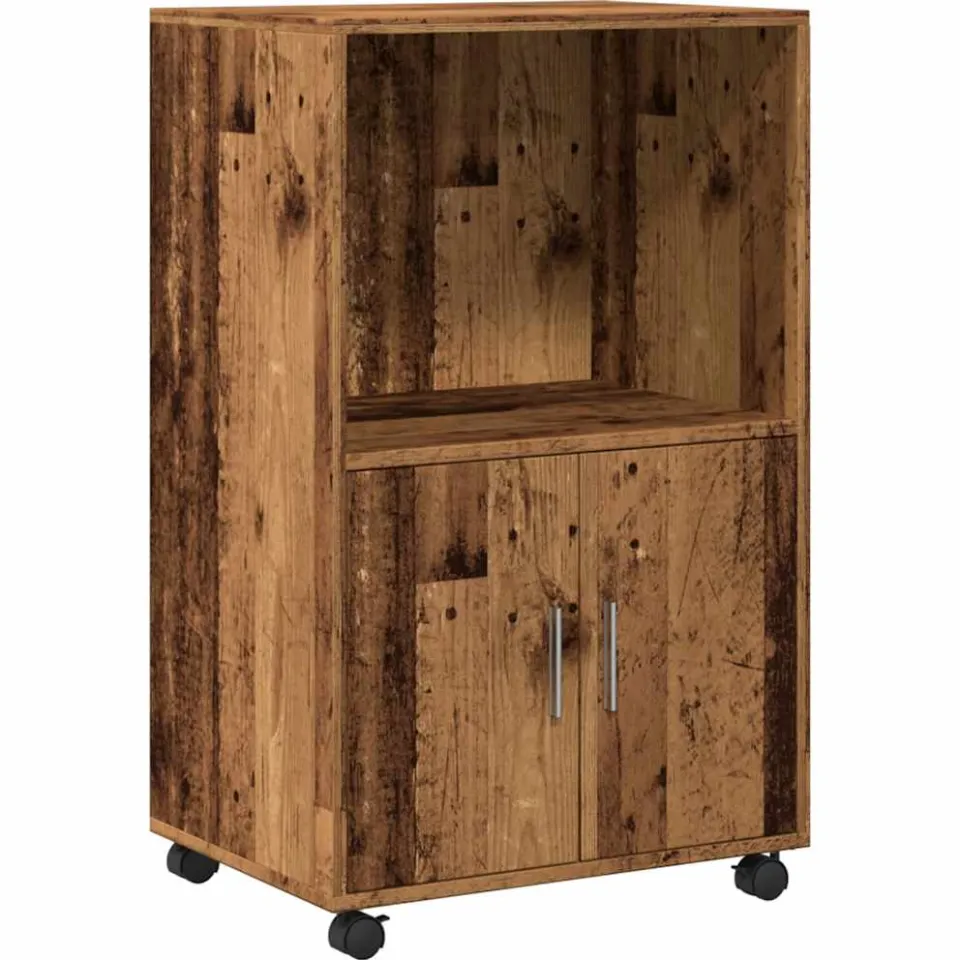 vidaXL Rolkast 55x40x91 cm bewerkt hout oud houtkleurig bruin, foto 3