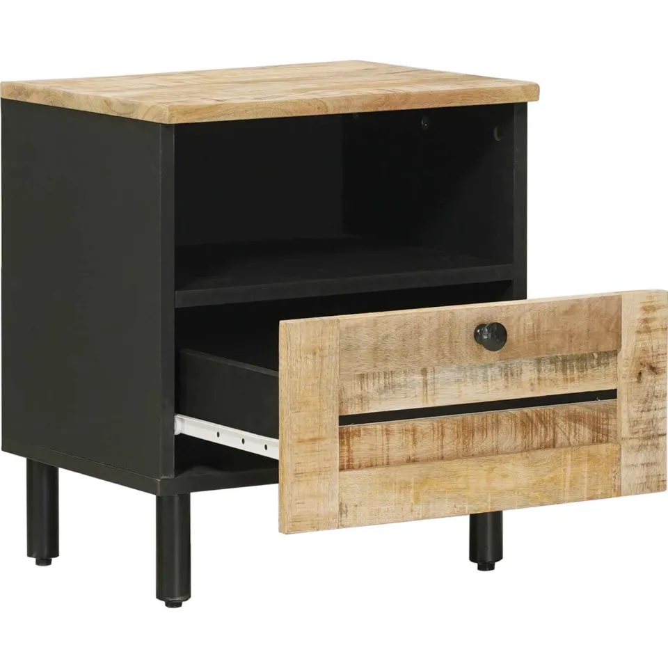 vidaXL Nachtkastje 2 st Naturel 40 x 33 x 46 cm Massief Mango Hout Bruin