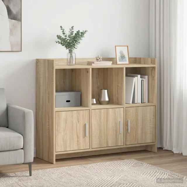 vidaXL Dressoir Sonoma Eiken 98,5 x 33 x 80 cm Bewerkt hout, foto 2