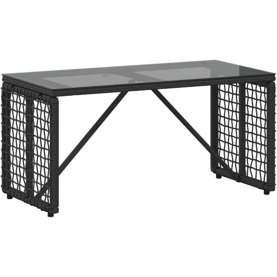 vidaXL Buiten Tafel Zwart 80 x 40 x 40 cm PE Rattan en Glas