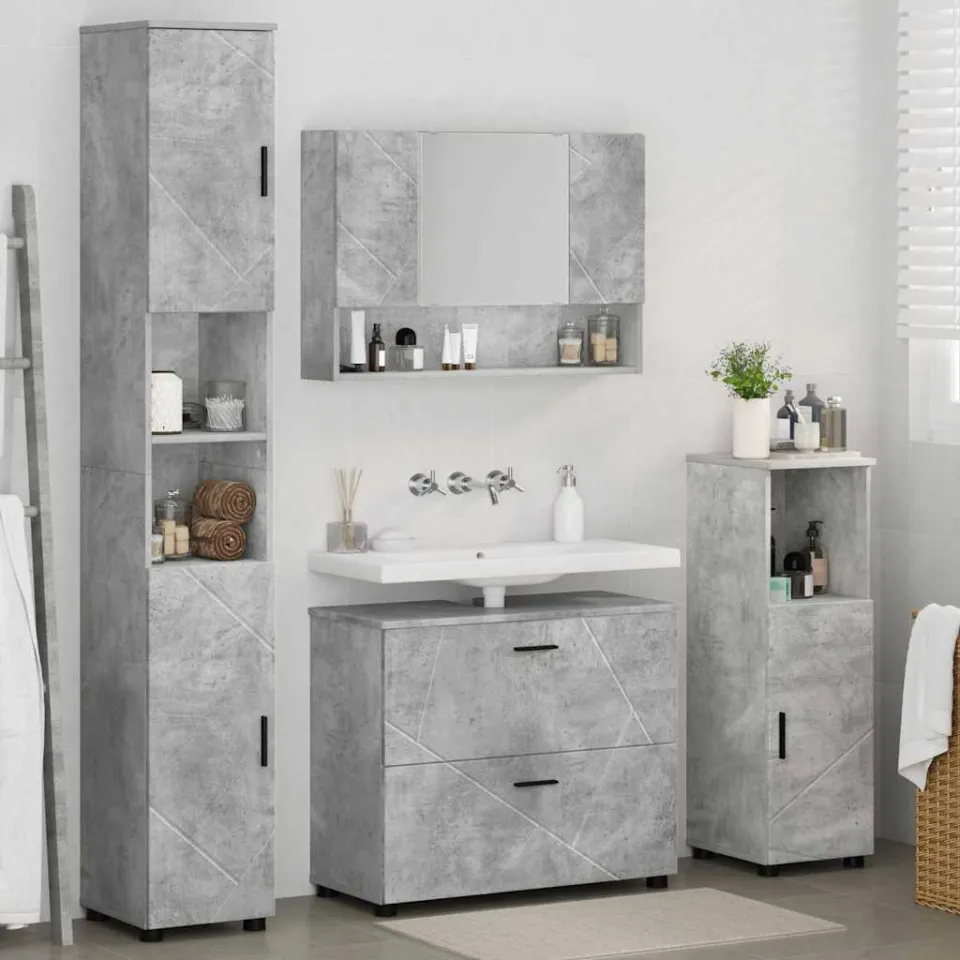 vidaXL Badkamermeubelset 4 st Beton Grijs 35 x 30 x 192 cm, foto 4