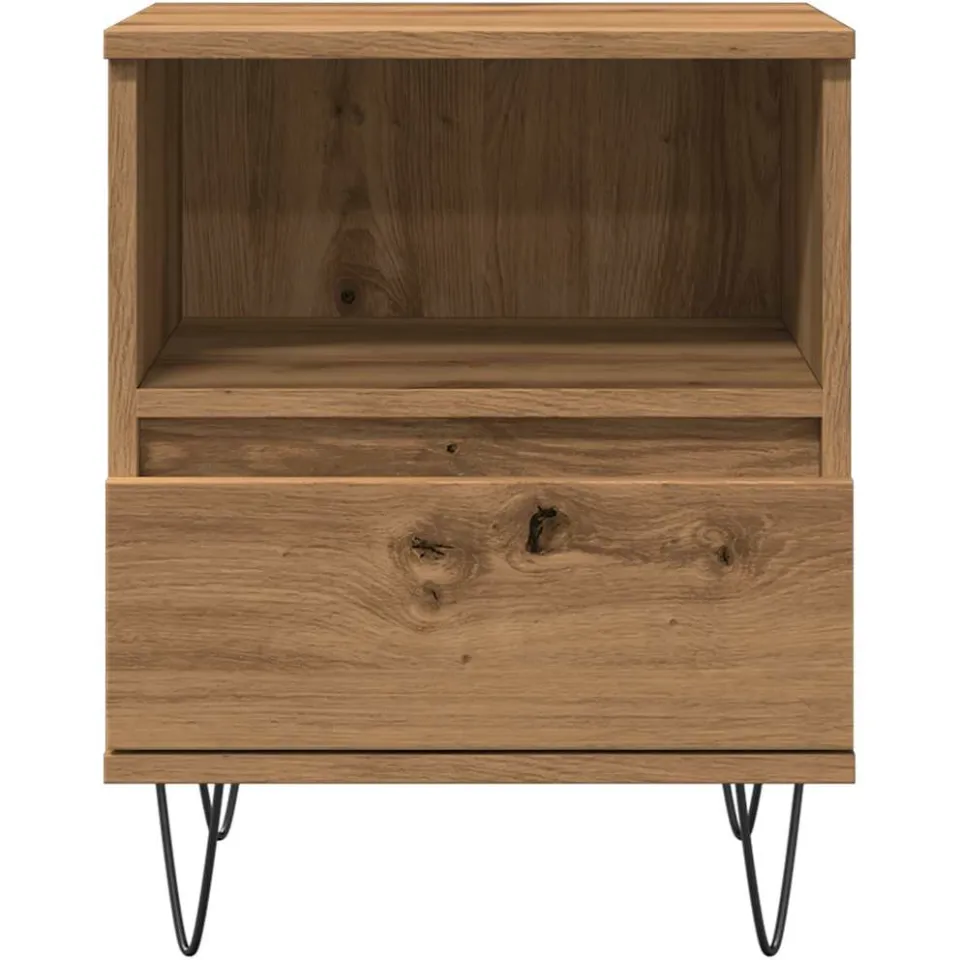 vidaXL Nachtkastje 40x35x50 cm bewerkt hout artisanaal eikenkleur, foto 4