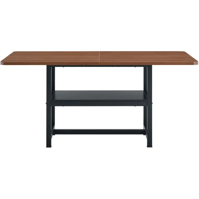 SONNENH Eettafel - Opbergplateau en metalen onderstel - 160 x 90 x 76 cm - Walnootlook/zwart