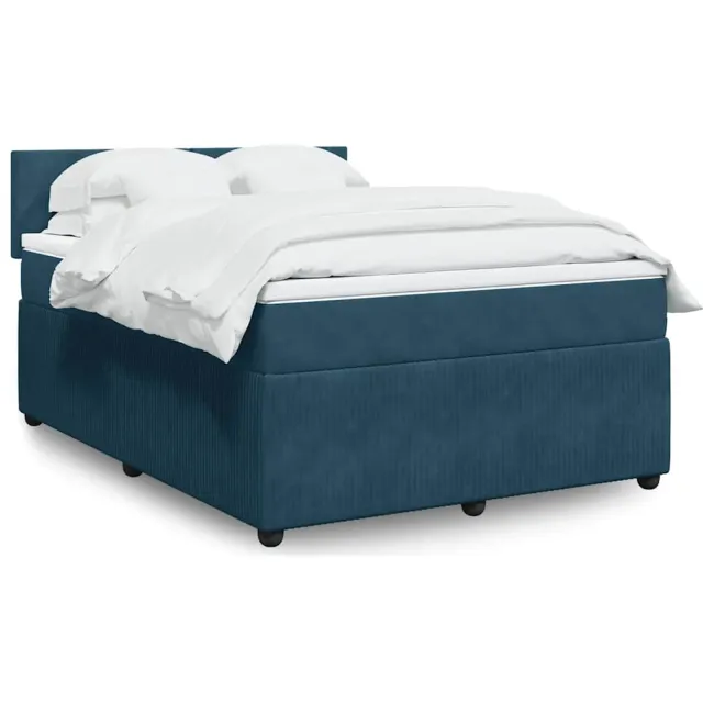 vidaXL Boxspring met matras fluweel blauw 140x190 cm