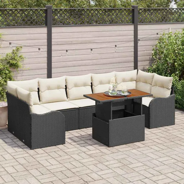 vidaXL Tuin Sofa Set 8 st Zwart Poly riet, foto 2
