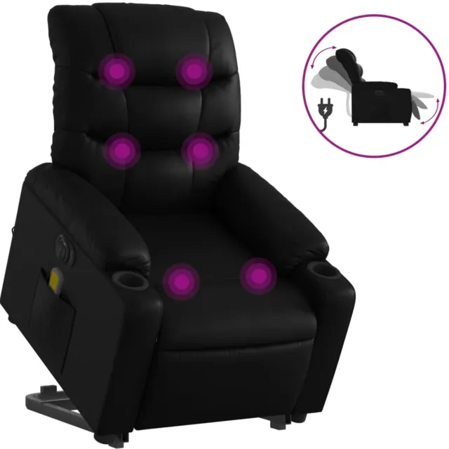 vidaXL Sta-op-massagestoel - elektrisch - kunstleer - zwart