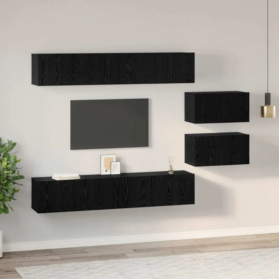 vidaXL Tv-meubelset 6 st 80 x 30 x 30 cm Zwart Eiken, foto 4