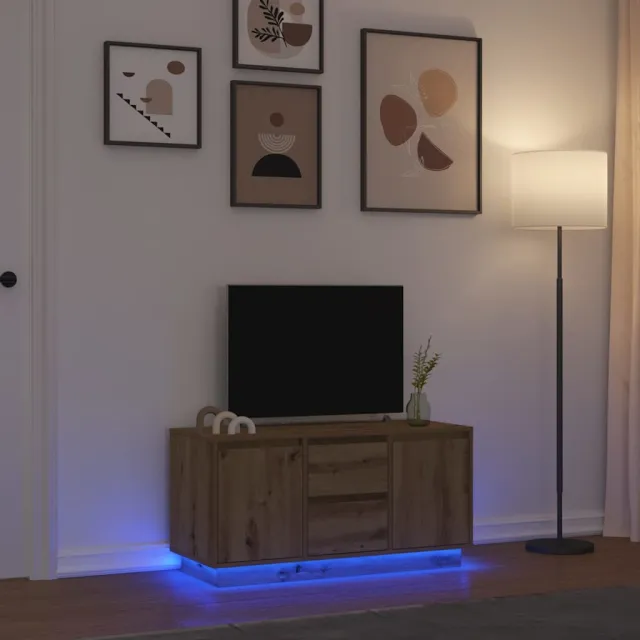 vidaXL Tv-meubel met LED-verlichting 100x41x50 cm artisanaal eiken Bruin