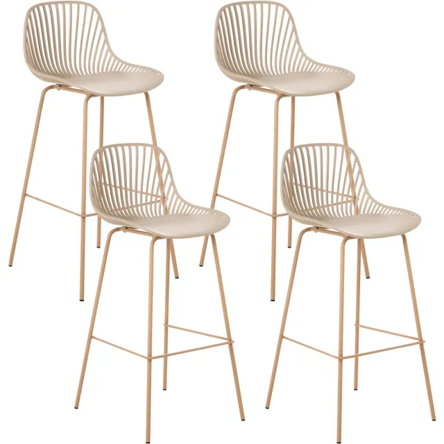 Beliani KLEVE - Set van 4 barstoelen - Beige - Synthetisch materiaal