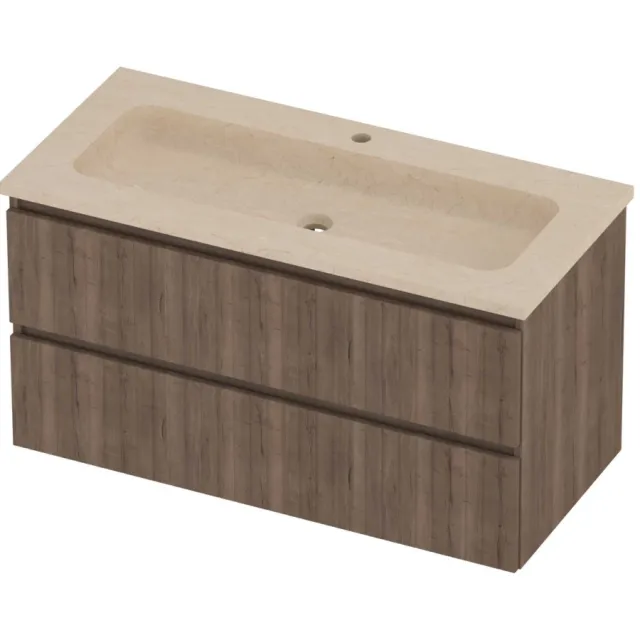 Proline Rollo Badmeubelset Hardsteen Elegant Centraal 100x46x54 cm Sand Stone Terra Oak Eiken