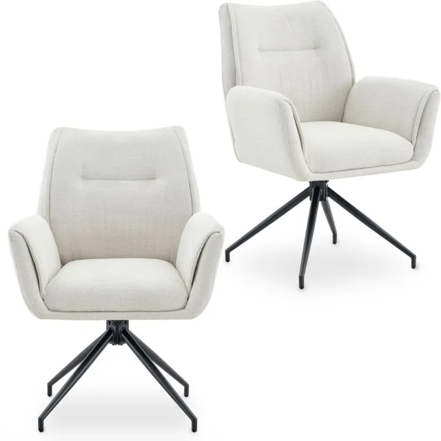 IDIMEX Eetkamerstoelen LIRA, set van 2, 360° draaibaar – crèmewit