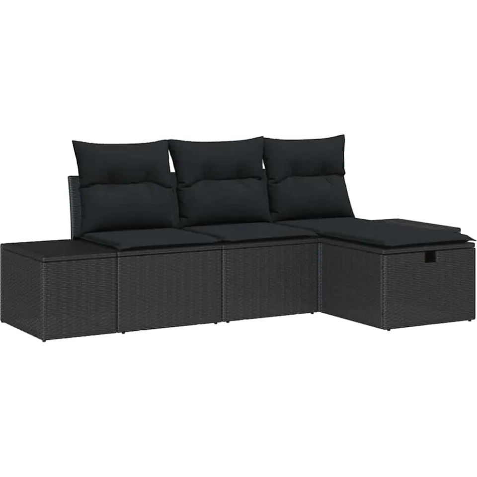 vidaXL Tuin Sofa Set 4 st poly rattan Zwart