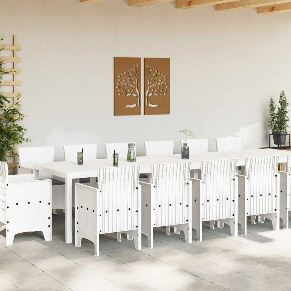vidaXL Tuin Eetset 15 st Wit Polt riet, foto 2