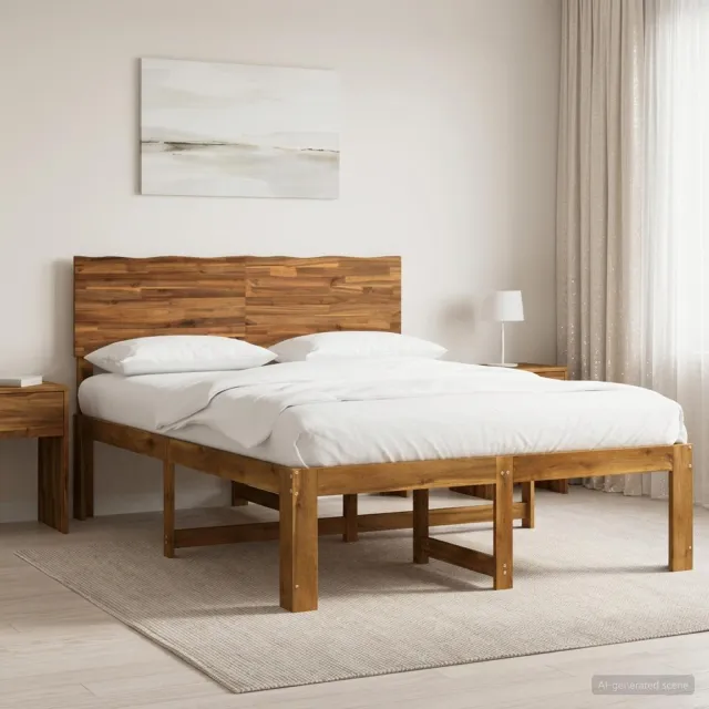 vidaXL Tweepersoonsbed met hoofdeinde ROSTOCK Naturel 150 x 200 cm Bruin