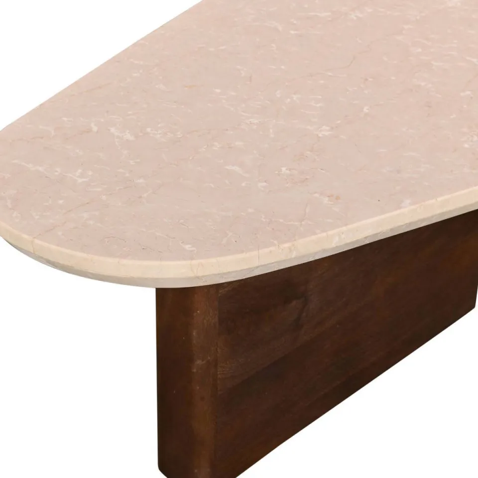 Giga Meubel Salontafel Ayla Organisch - Marmer/Hout - Donkerbruin - 120x70x38cm, foto 5