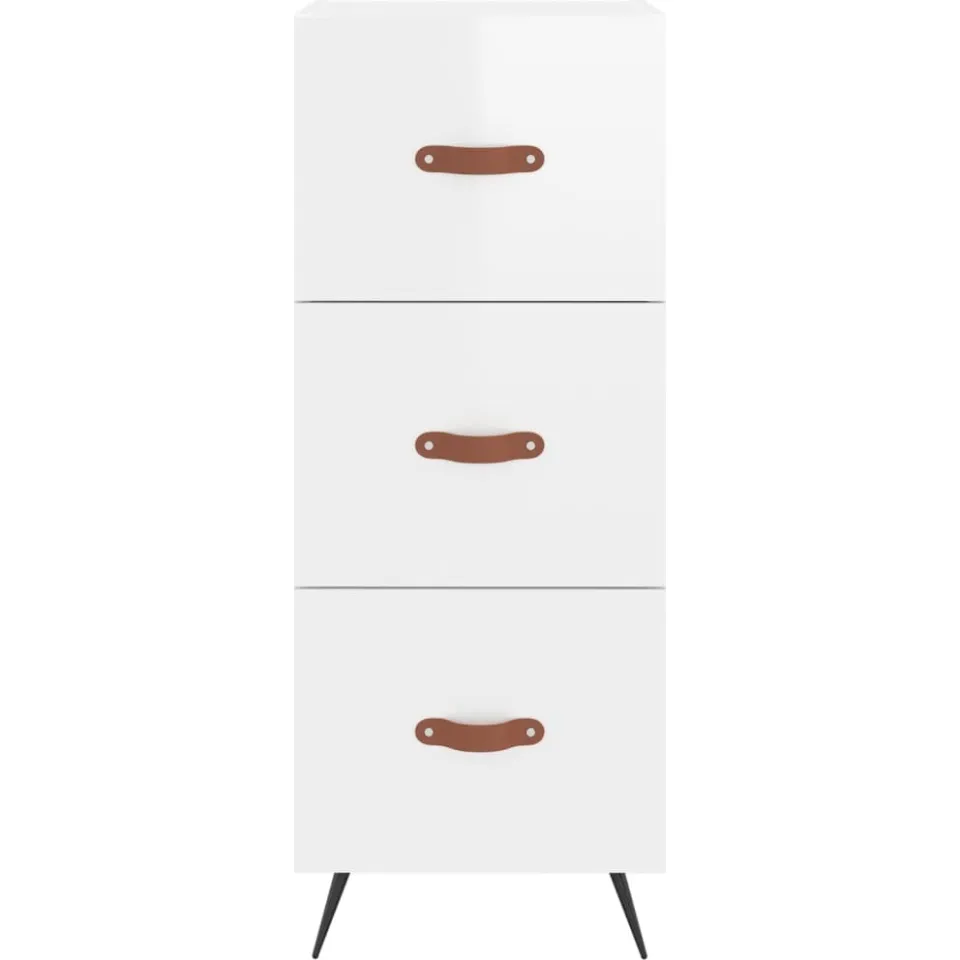 vidaXL Dressoir 34,5x34x90 cm bewerkt hout hoogglans wit, foto 4