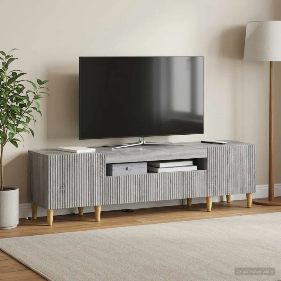 vidaXL LED tv-meubel ARNHEM 153 x 35 x 43 cm Grijs Sonoma Bewerkt hout, foto 4