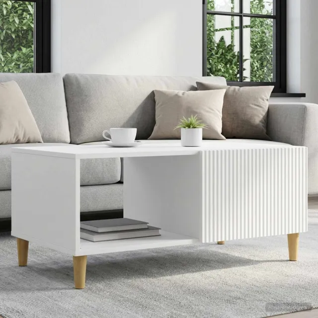 vidaXL Salontafel Wit 90 x 50 x 40 cm Bewerkt hout, foto 2