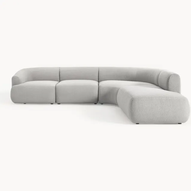 Westwing Collection Modulaire bouclé hoekbank Sofia (4 zits) grijs