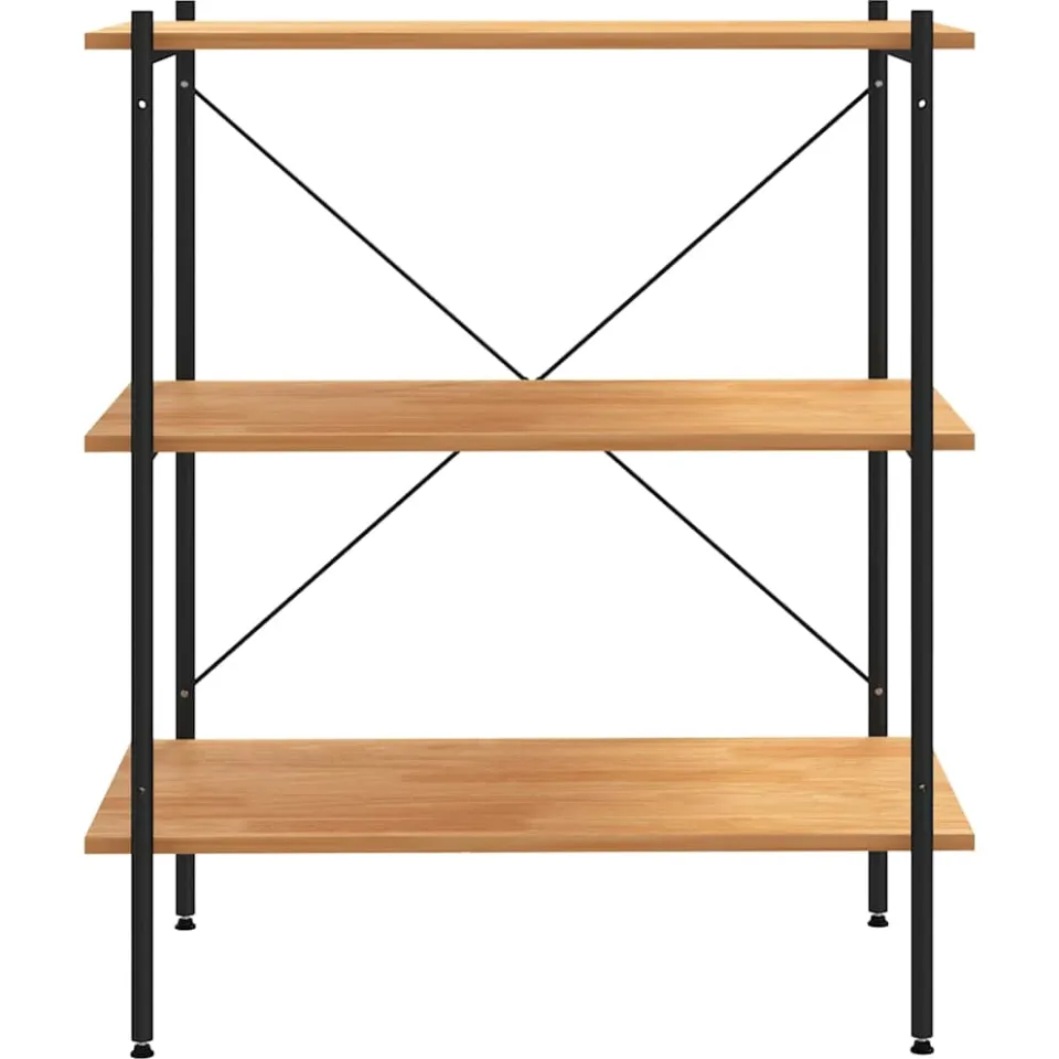 vidaXL 3-laags stellingkast zwart en eiken 80x40x92 cm