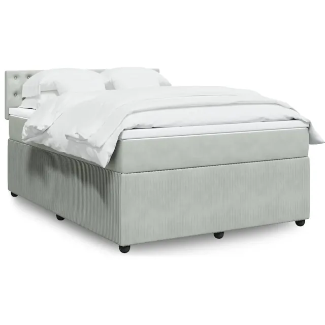 vidaXL Boxspring met matras fluweel lichtgrijs 140x190 cm grijs