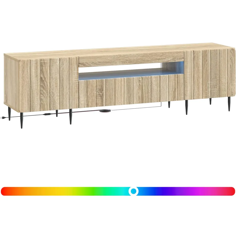vidaXL LED tv-meubel ZWOLLE 153 x 35 x 43 cm Sonoma Eiken Bewerkt hout