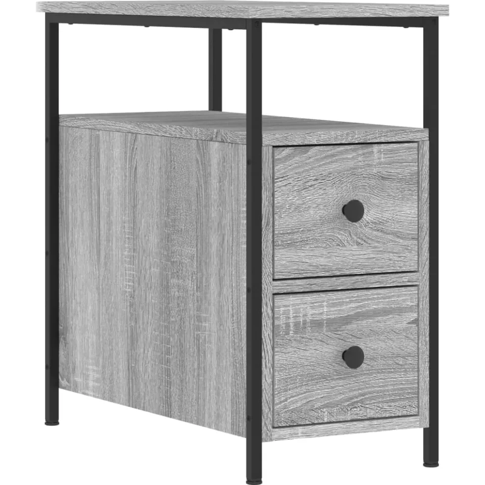 vidaXL Nachtkastjes 2 st 30x60x60 cm bewerkt hout grijs sonoma eiken