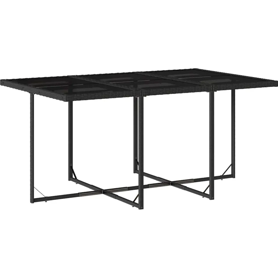vidaXL 7-delige Tuinset met kussens poly rattan zwart