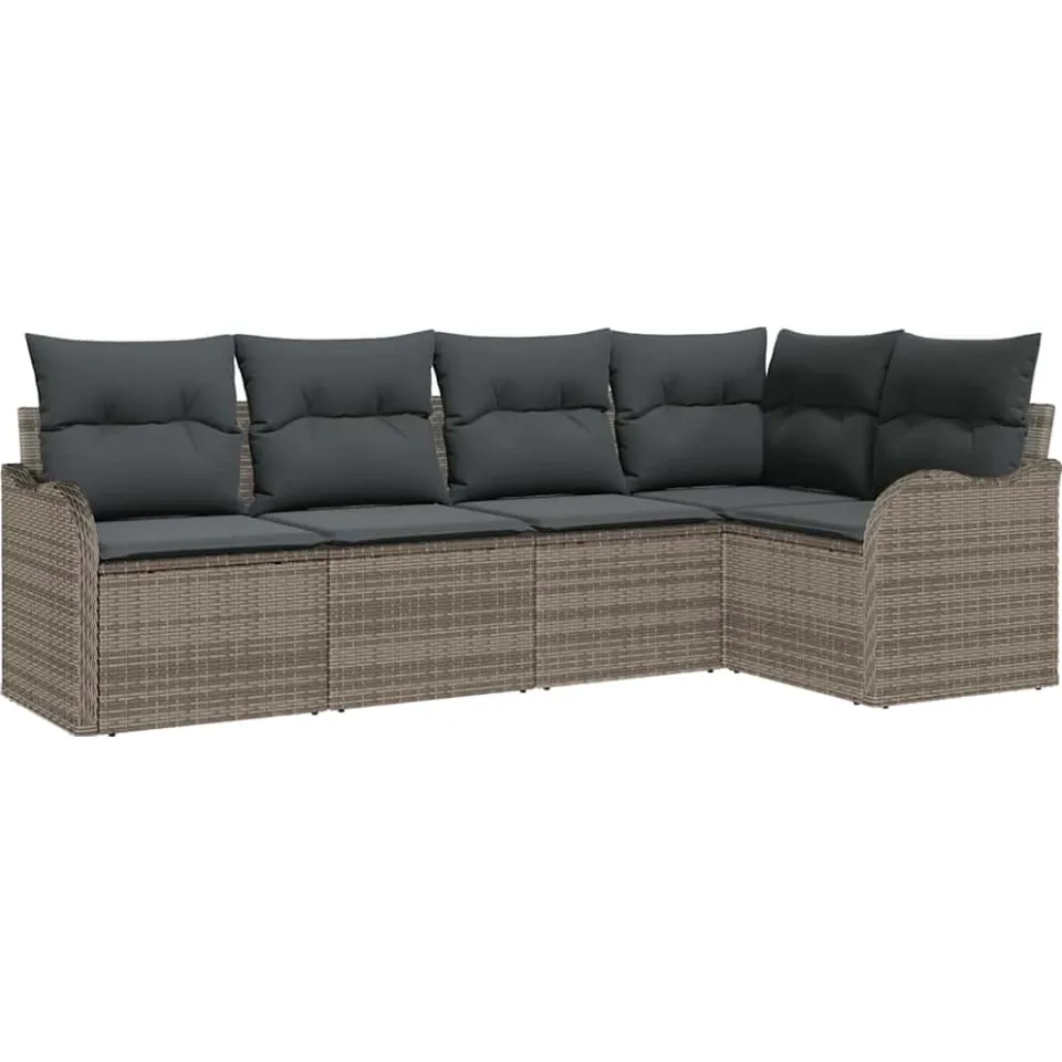 vidaXL Tuin Sofa Set 5 st Grijs poly rattan