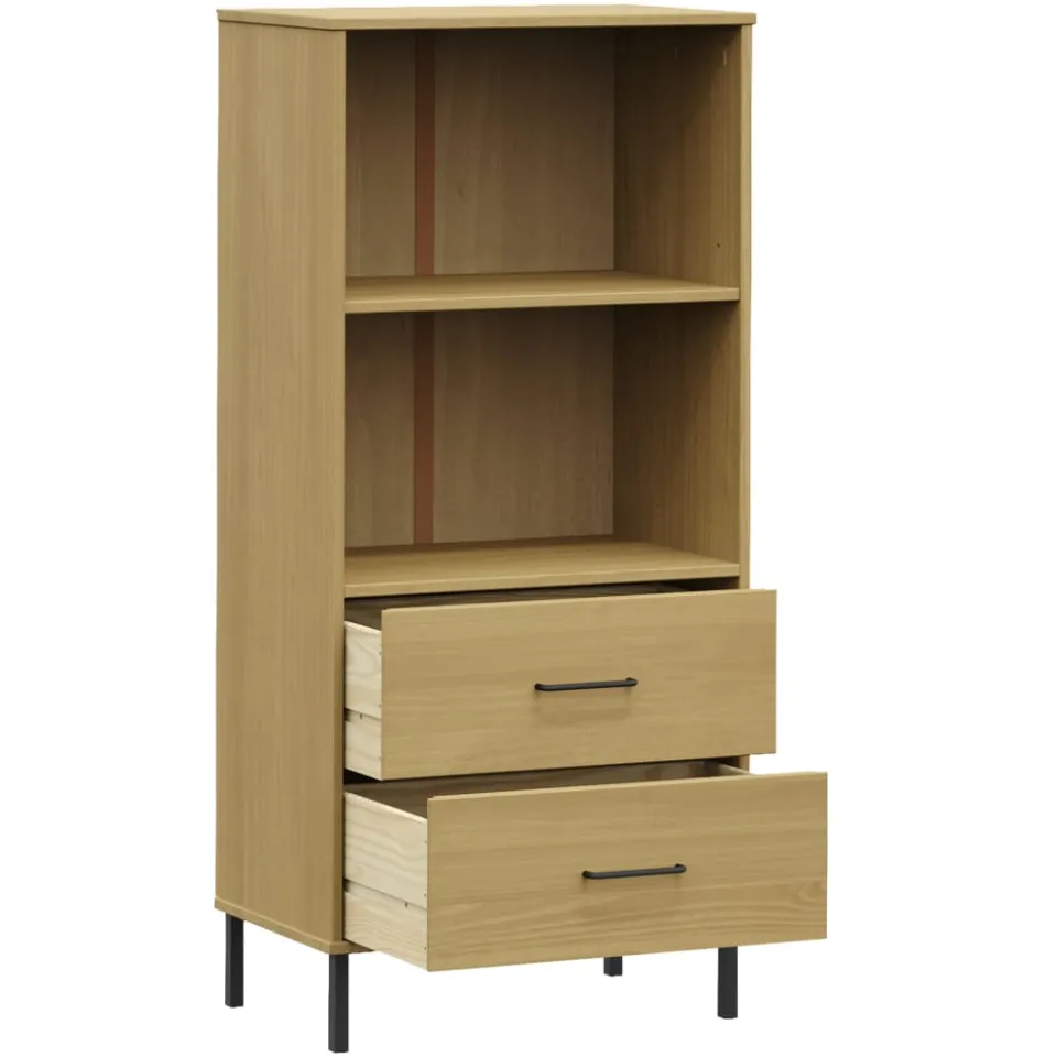 vidaXL Boekenkast met 2 lades OSLO 60x35x128,5 cm massief hout bruin, foto 4
