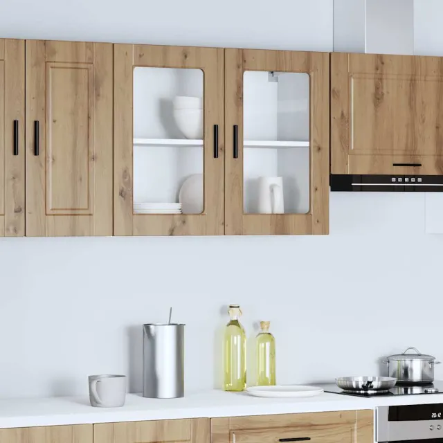 vidaXL Keukenbovenkast met glazen deur Porto artisanaal eikenkleur Bruin